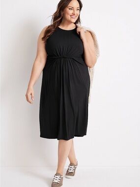 Maurices 1X 24/7 Tansy Twist Black Sleeveless dress NWT